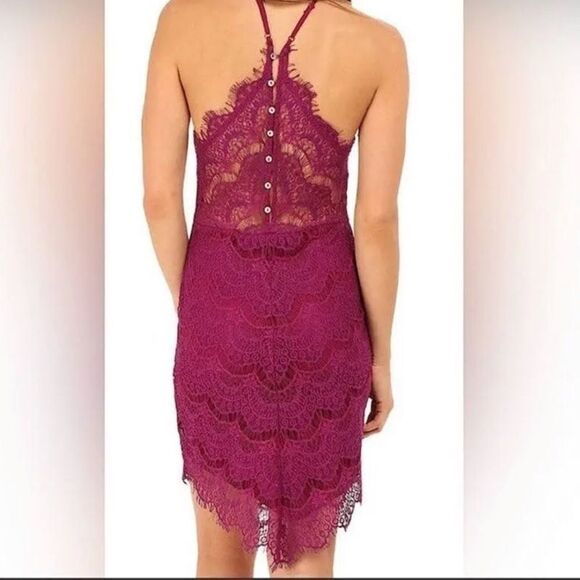 NWT Free People Dahlia Purple Floral Lace Dress Womens Large intimately - Picture 3 of 13